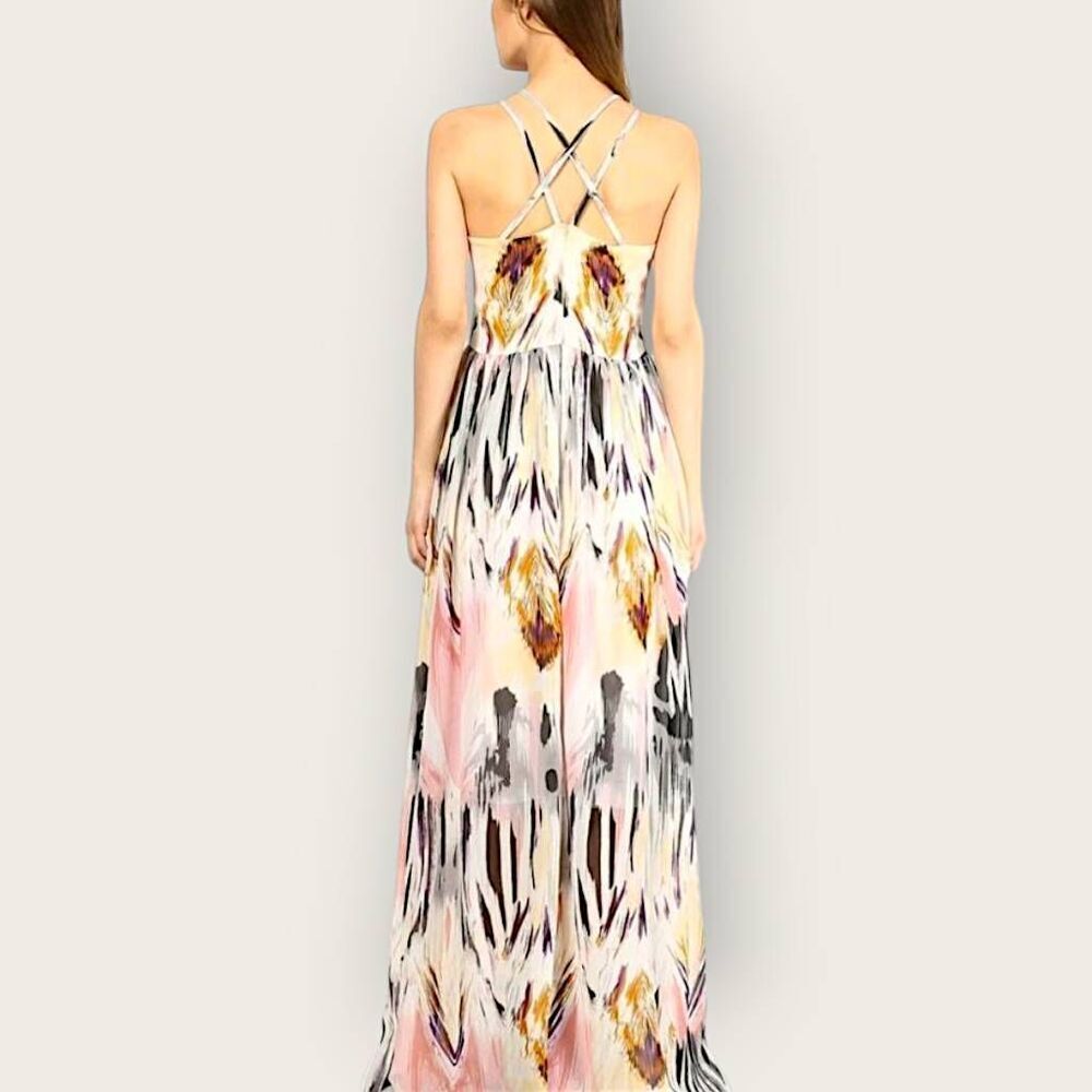 Harpa Womens Dress Sz Large Maxi‎ Pink Blue Sundress  Glamourcore Princesscore